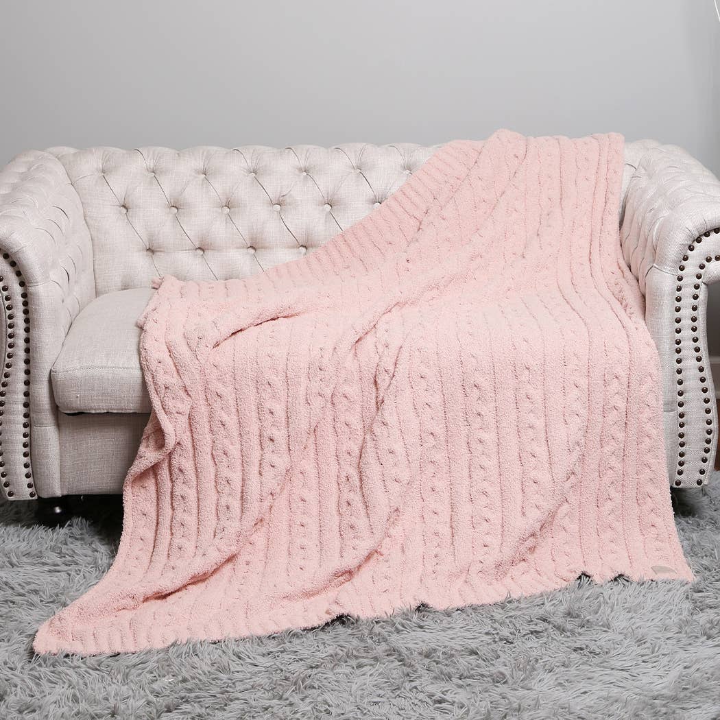 Braided Cable Knit Luxury Soft Throw Blanket - HER Home Design Boutique